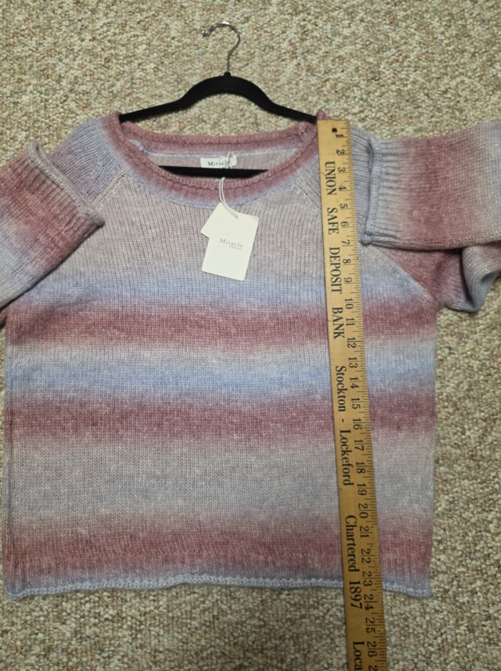Miracle Scoop Neck Tie-Dye Stripe Pullover Pink & Blue Size Small/Medium Nwt New - Picture 12 of 13